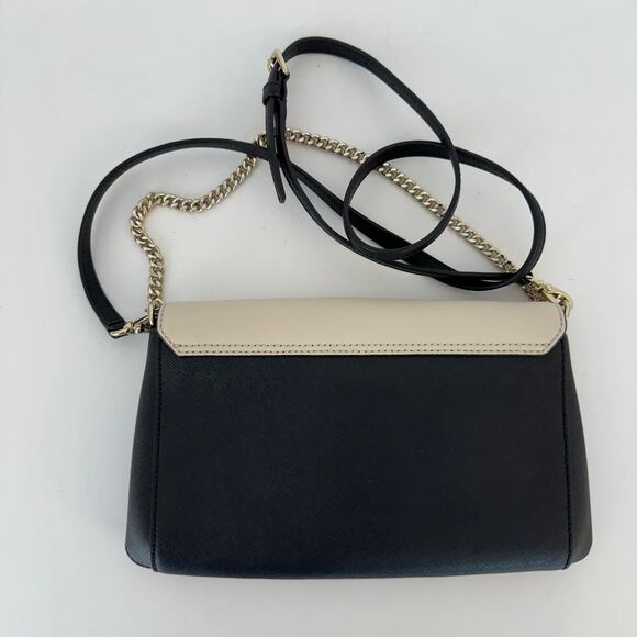 Kate Spade Saffiano Leather Laurel Way Greer Crossbody Bag Ivory/Black - Picture 5 of 11